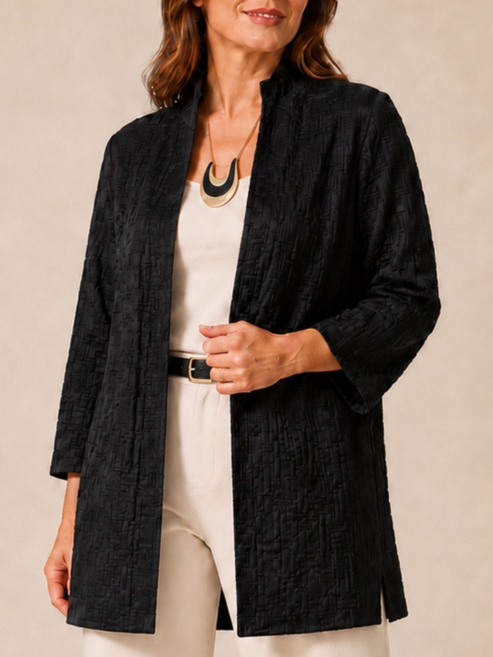 Marla Wynne - Textured Black Topper Jacket -  SzXL